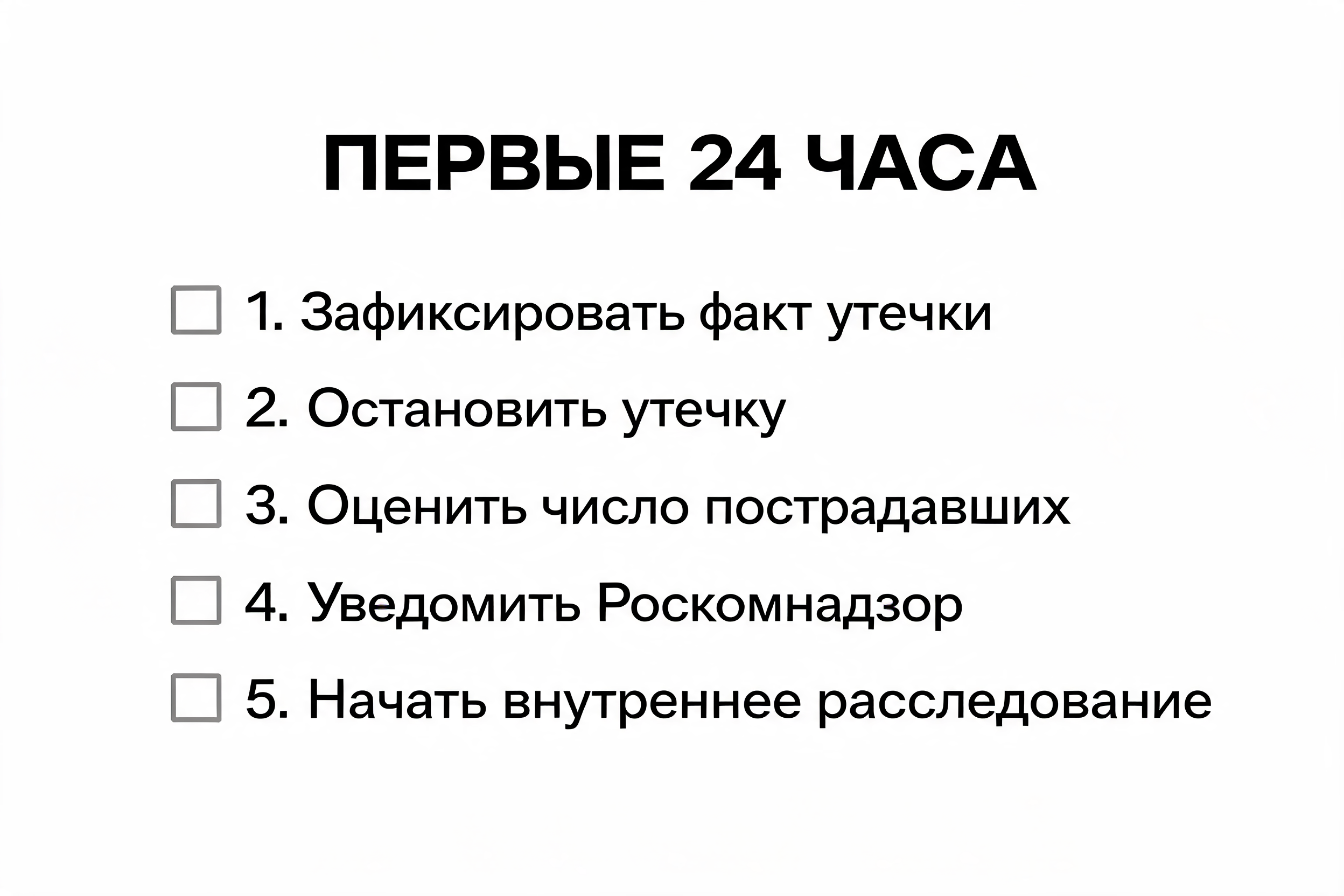 Чек-лист первых 24 часов после утечки